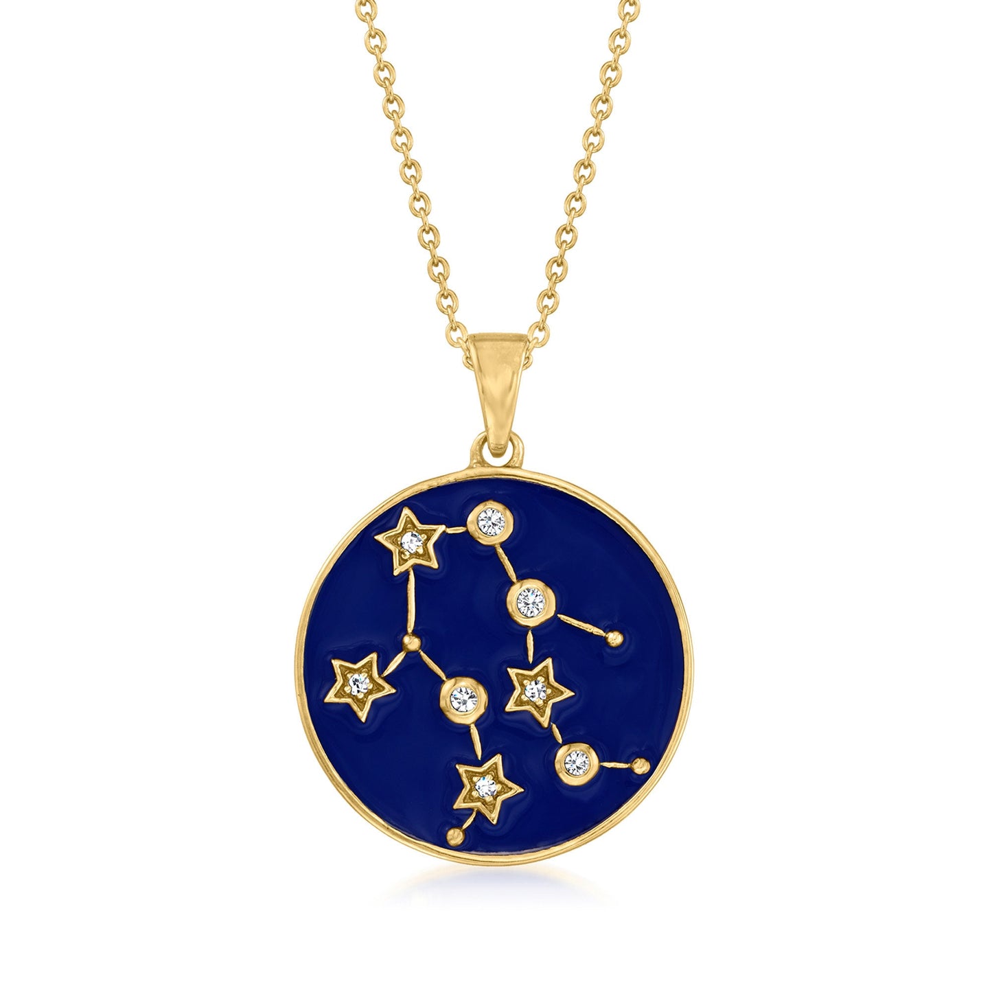 18k Yellow Gold Plating Over Sterling Silver, Zodiac Sign Necklace-Pendants