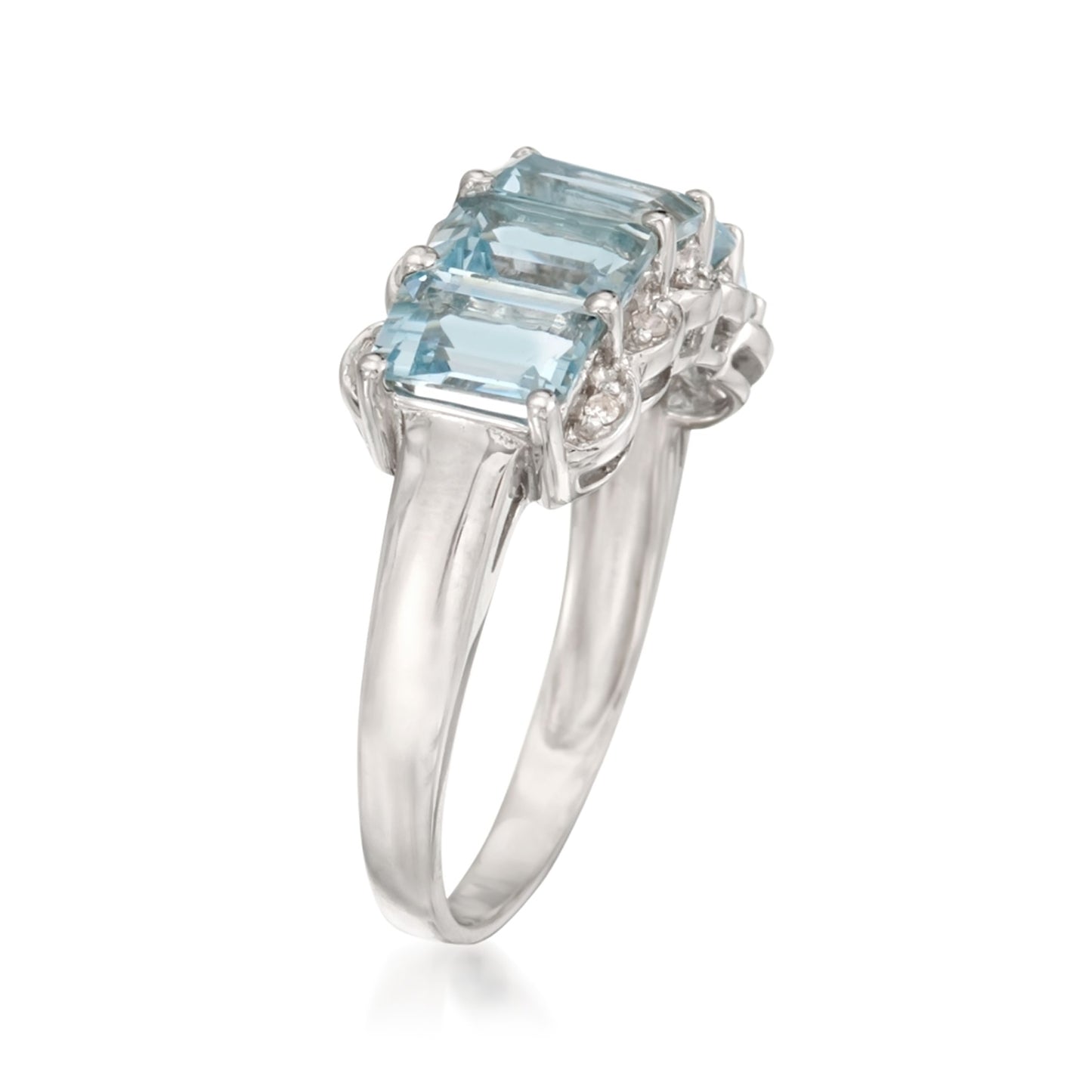 Pinctore Sterling Silver 2.9ctw Aquamarine & Diamond Ring, Size 7