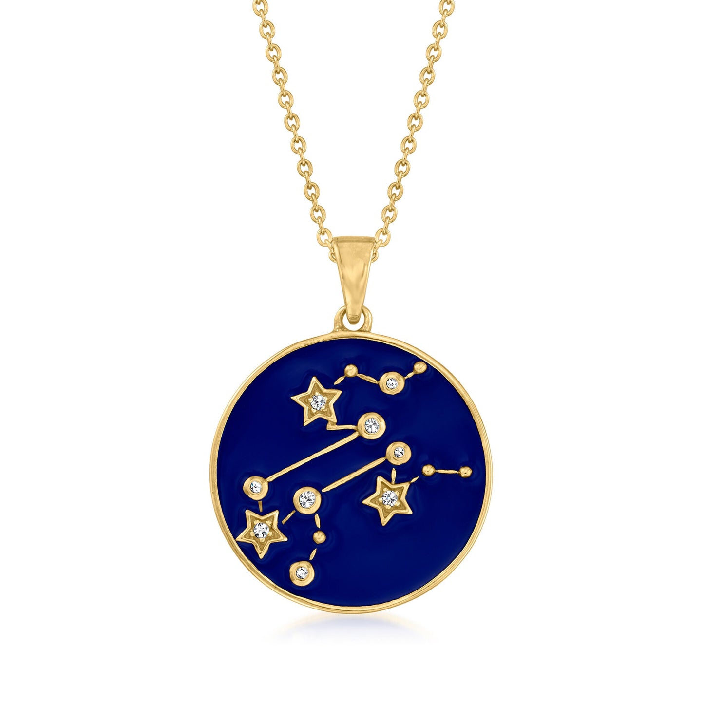 18k Yellow Gold Plating Over Sterling Silver, Zodiac Sign Necklace-Pendants