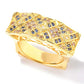 Yellow Gold Plated Over Sterling Silver Blue Sapphire and Diamond Gemstone Band Ring