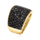 18k Yellow Gold Plating Over Sterling Silver Black Spinel Gemstone Band Ring