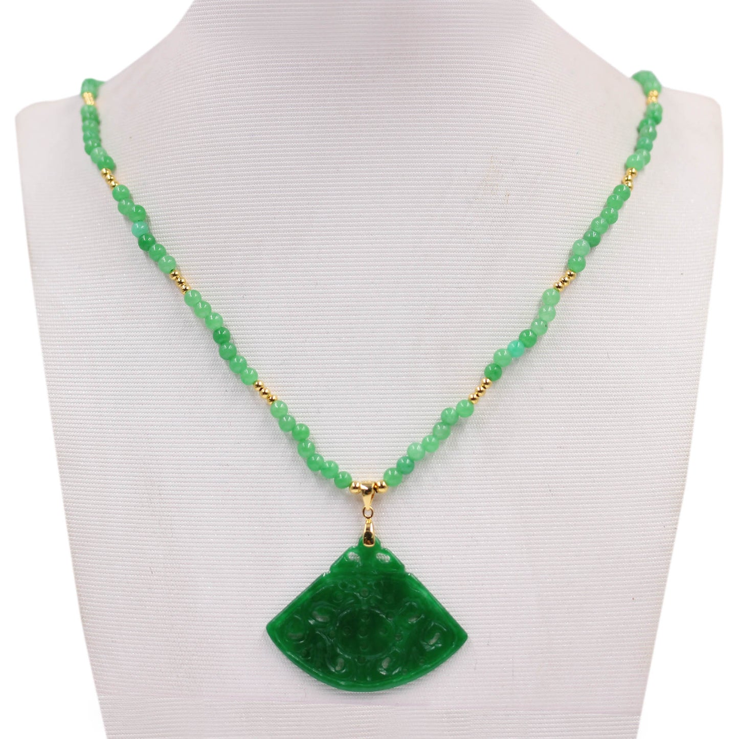 Yellow Over 925 Sterling Silver Dyed Green Jade Necklace