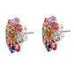 925 Sterling Silver Citrine, Multi Sapphire Gemstone Stud Earrings