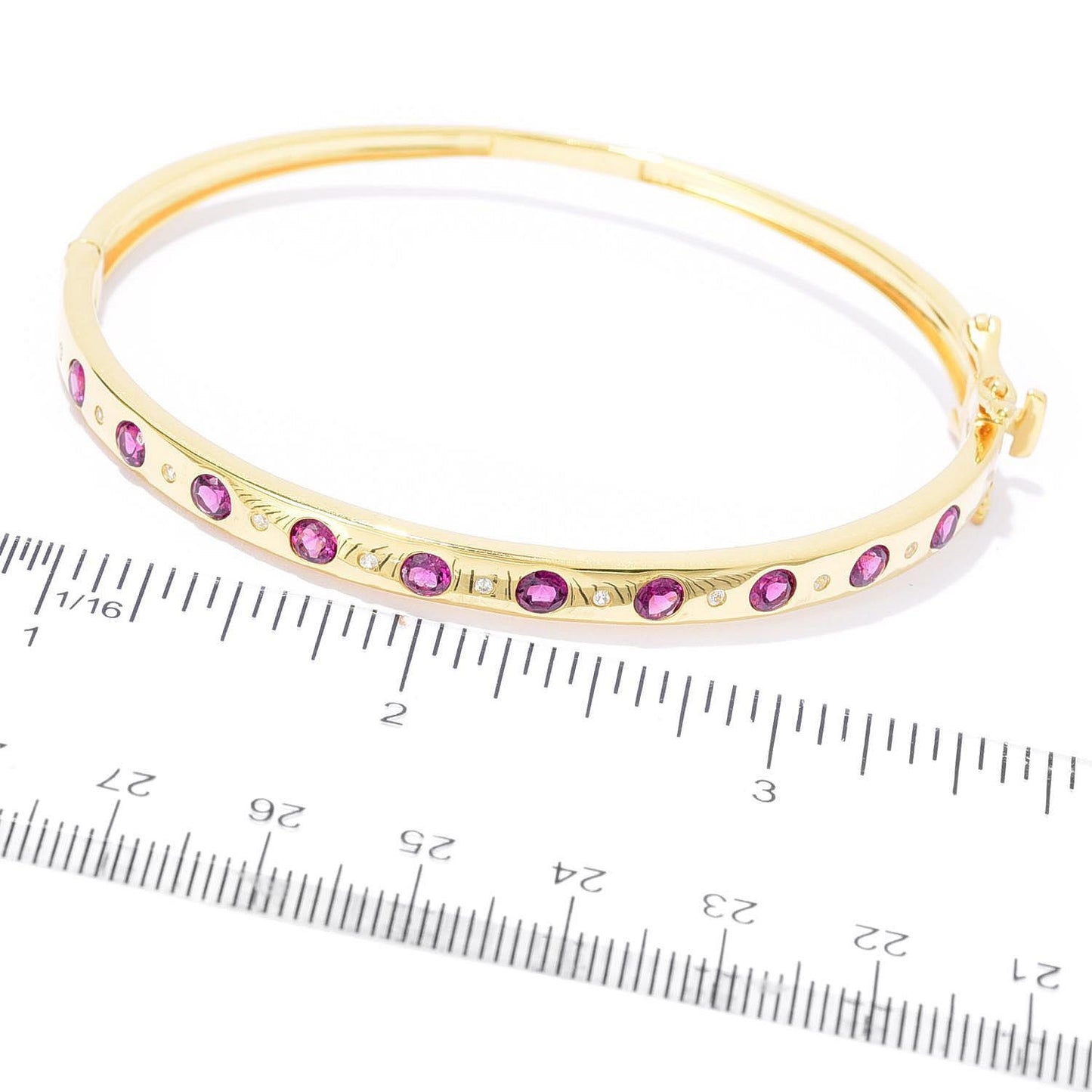 18K Yellow Gold Over Sterling Silver Rhodolite Gemstone Bangle