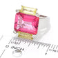 925 Sterling Silver Pink Topaz, Ouro Verde Gemstone Cluster Ring