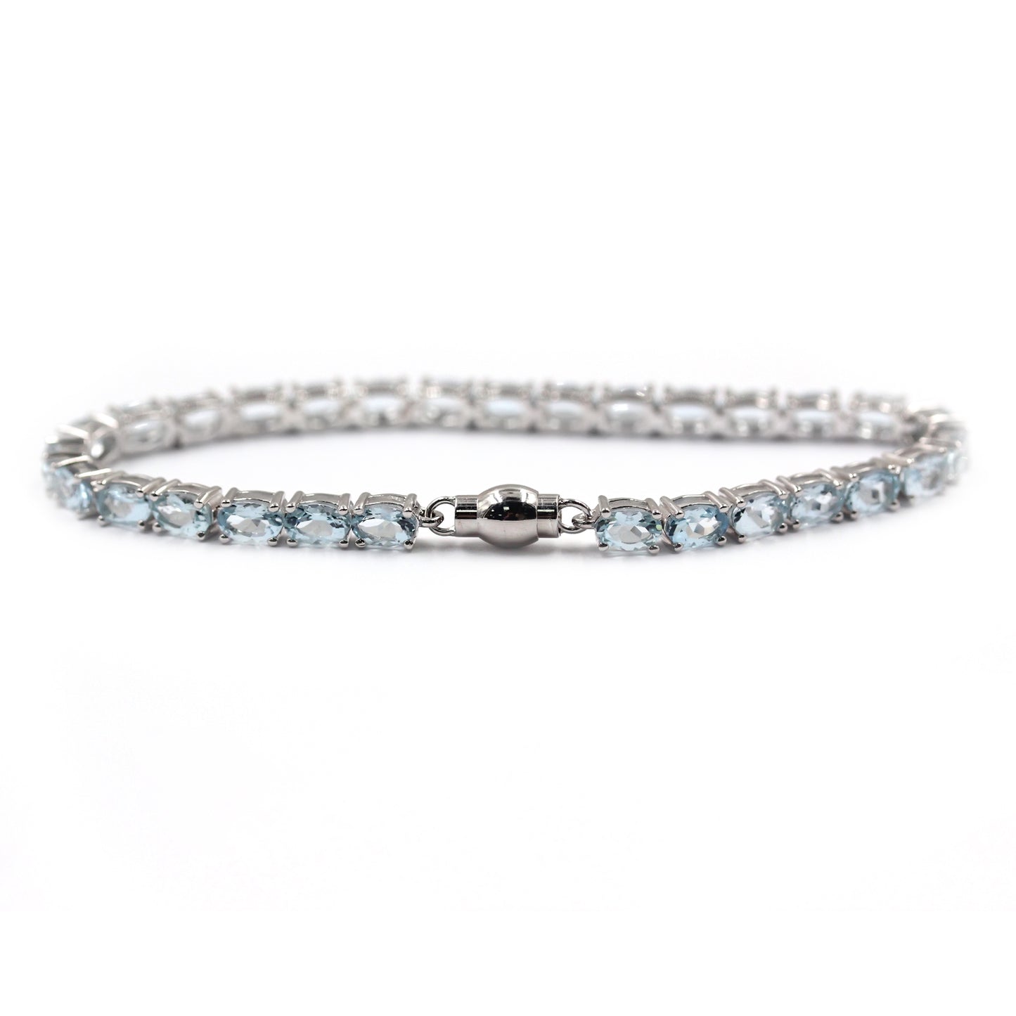 925 Sterling Silver Aquamarine Gemstone Tennis Bracelet