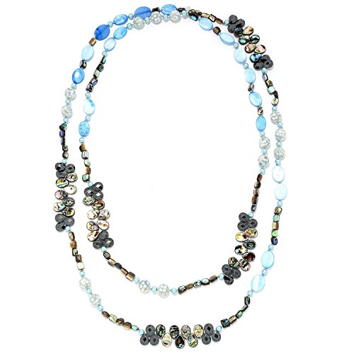 Pinctore"Gems of the Sea" 72" Blue Mother-of-Pearl Endless Bead Necklace