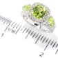 Pinctore Sterling Silver 3.29ctw Peridot & White Zircon 3-Stone Cocktail Ring, Size 7