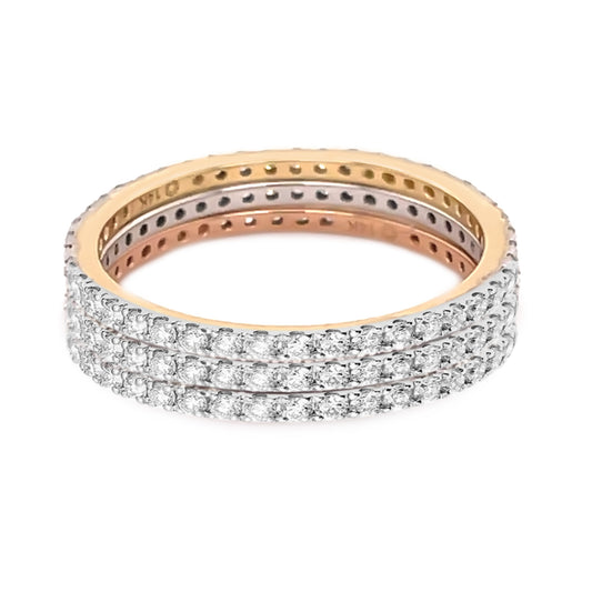 14k Solid Yellow Gold, White Gold And Rose Gold Eternity Band Rings