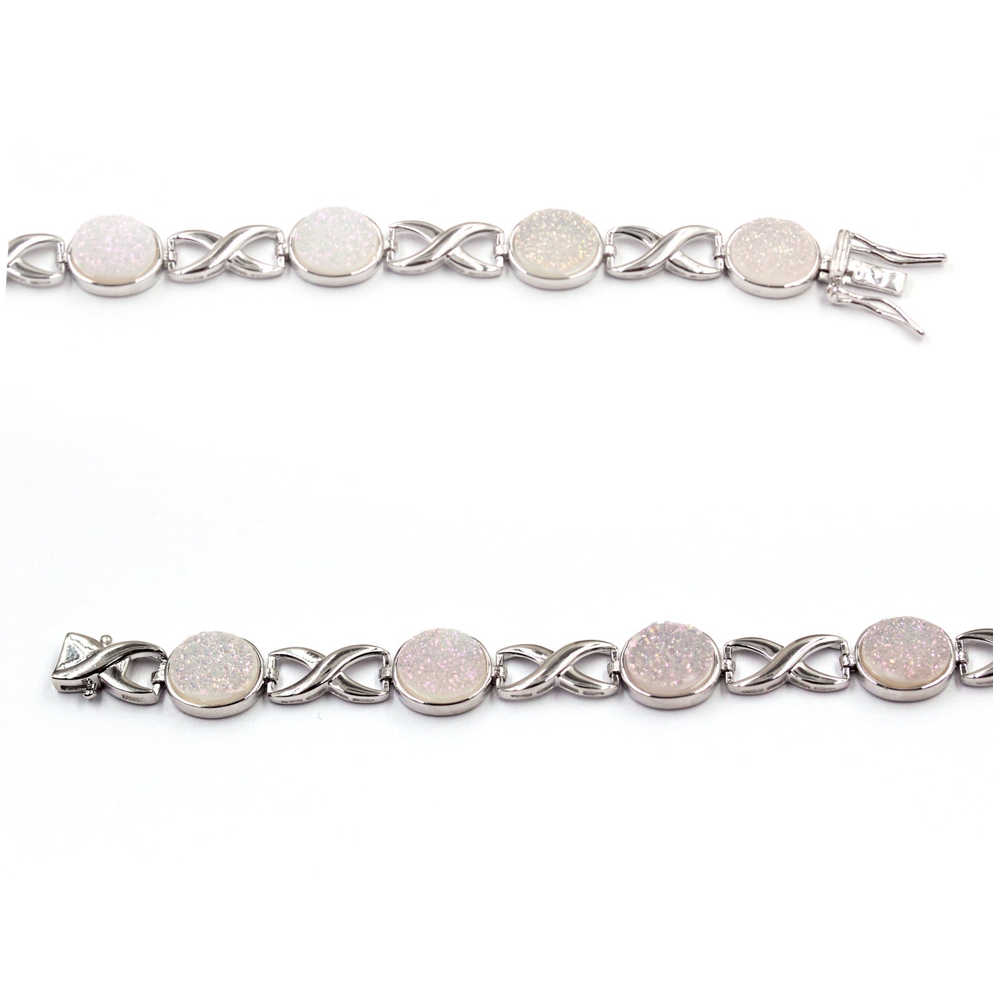 Sterling Silver 13.34cttw Drusy 'X and O' Link Bracelet