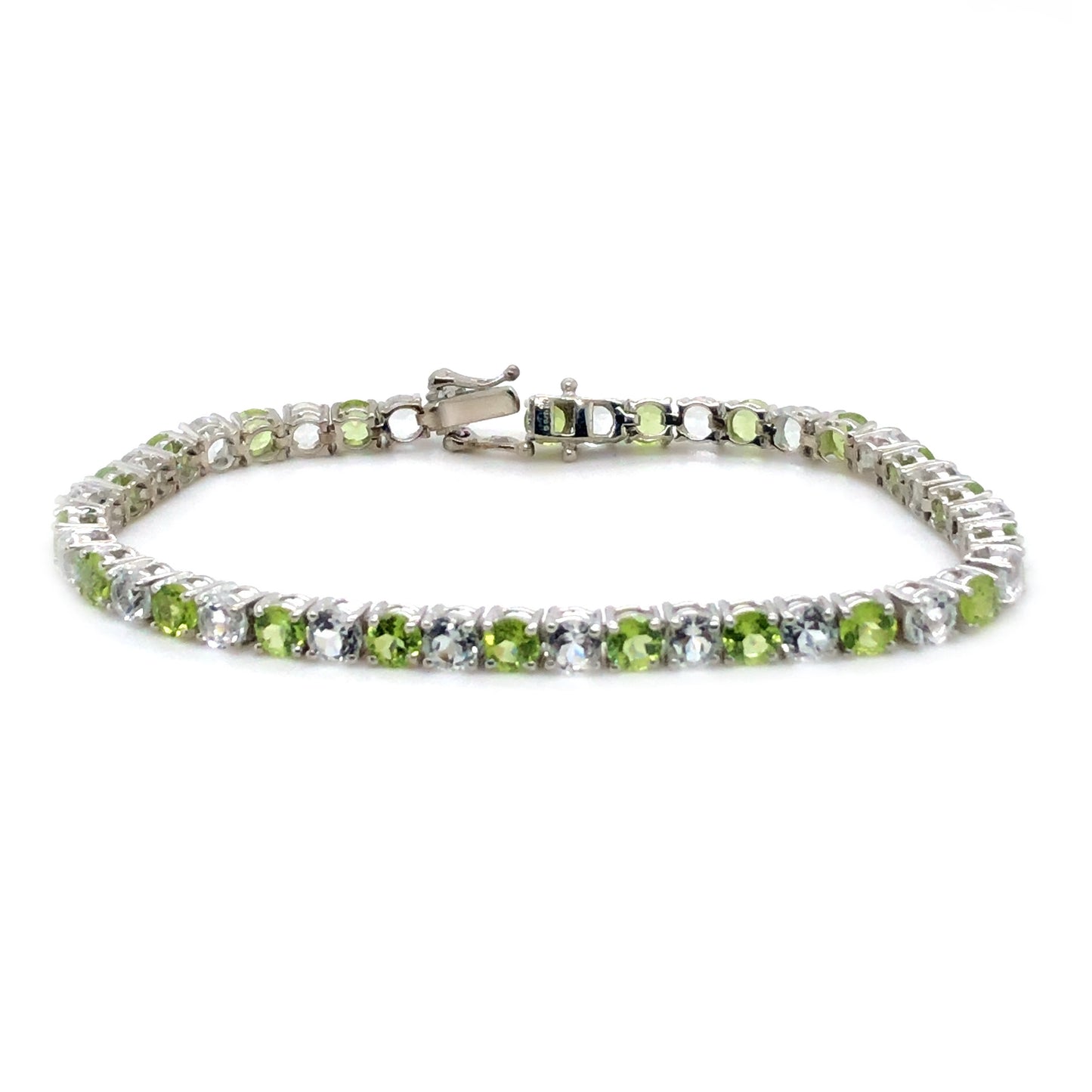 Pinctore Sterling Silver Black Spinel Round Tennis Bracelets