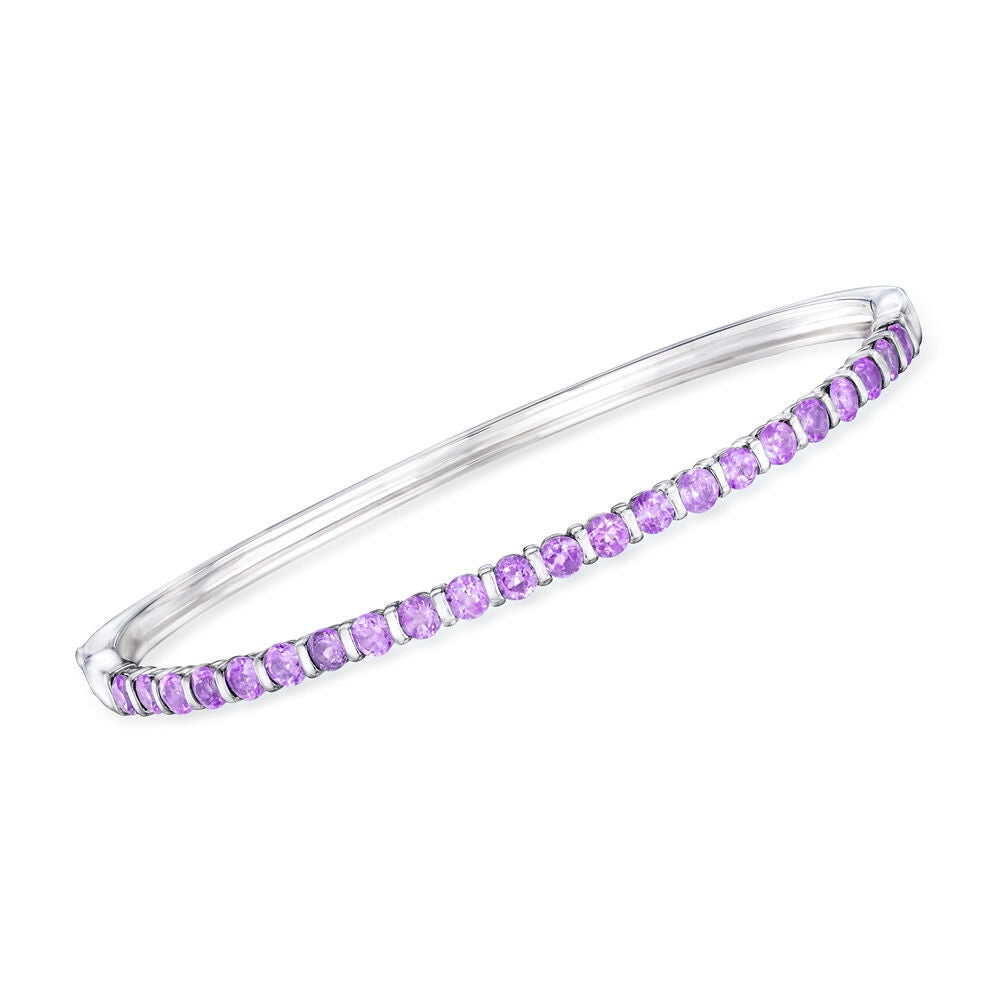 Sterling Silver Tanzanite, Amethyst, Blue Topaz Gemstone Bangle For Women's And Girls