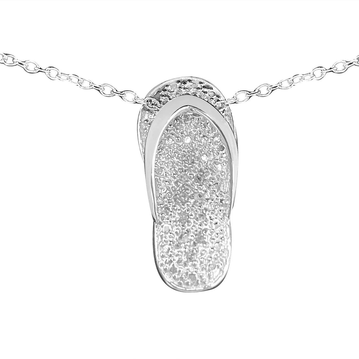 Sterling Silver Slipper Pendant Necklace with 0.10 Ct Diamond Accent – Includes Chain