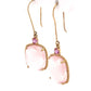 14Kt Yellow Gold Lemon Quartz And Rose Quartz Drop Earrings