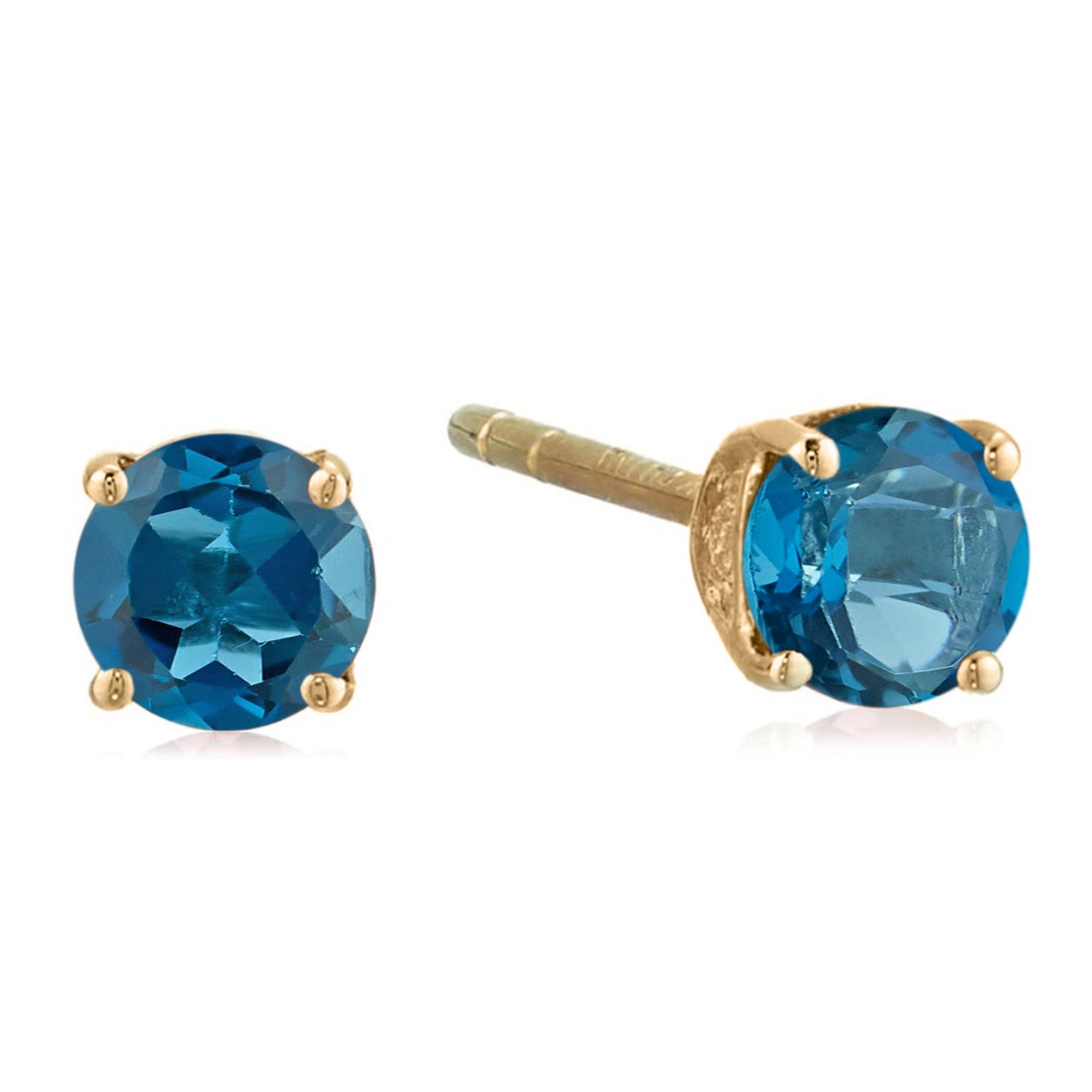 10k Gold Multi Gemstone Option 4mm Round Stud Earrings