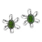 Pinctore Sterling Silver Black Spinel And Chrome Diopside Flower Stud Earrings 0.6'L