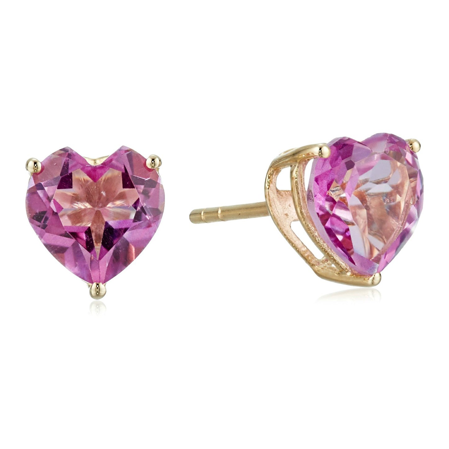 10k Yellow Gold Heart Shaped Citrine And Pink Topaz Stud Earrings