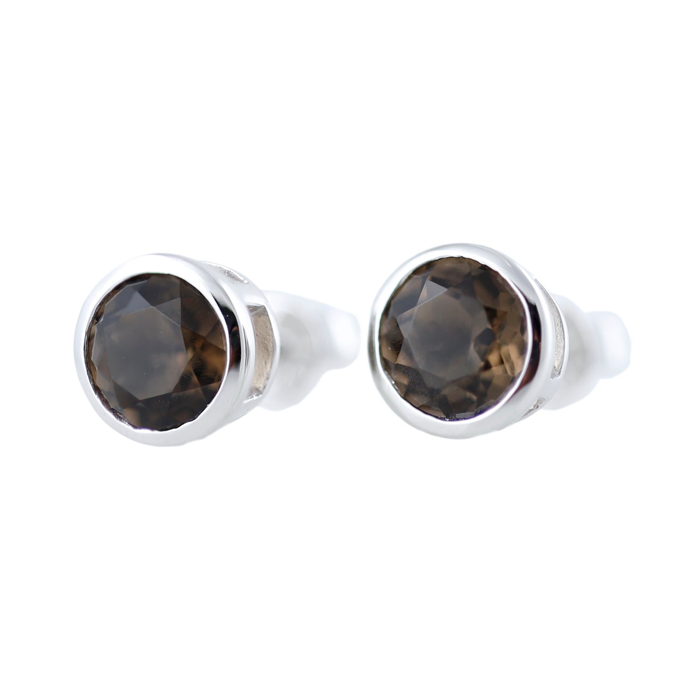 Pinctore Sterling Silver Black Spinel Gemstone Stud Earrings