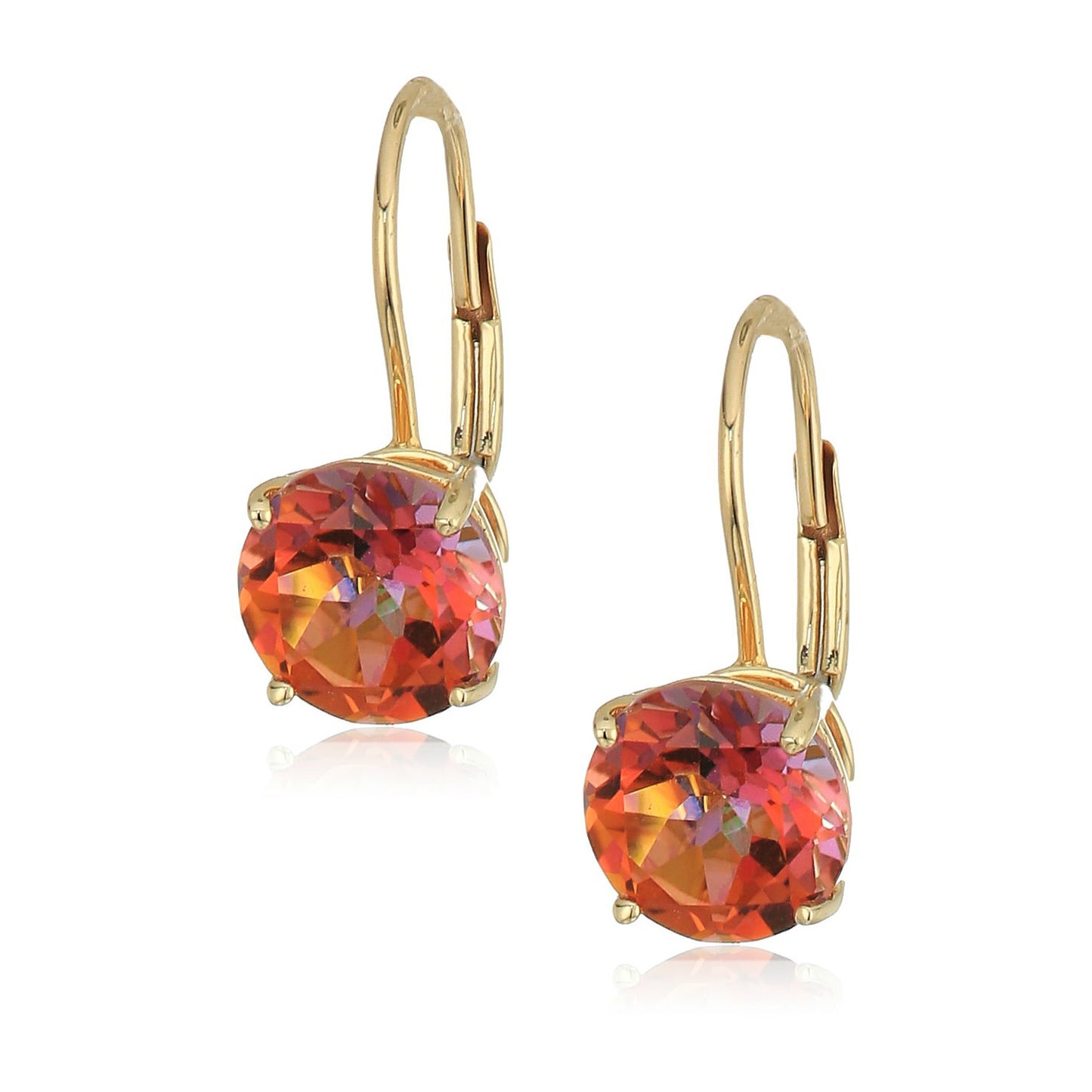 10k Gold Multi Gemstone Option Round Lever Dangle Earrings