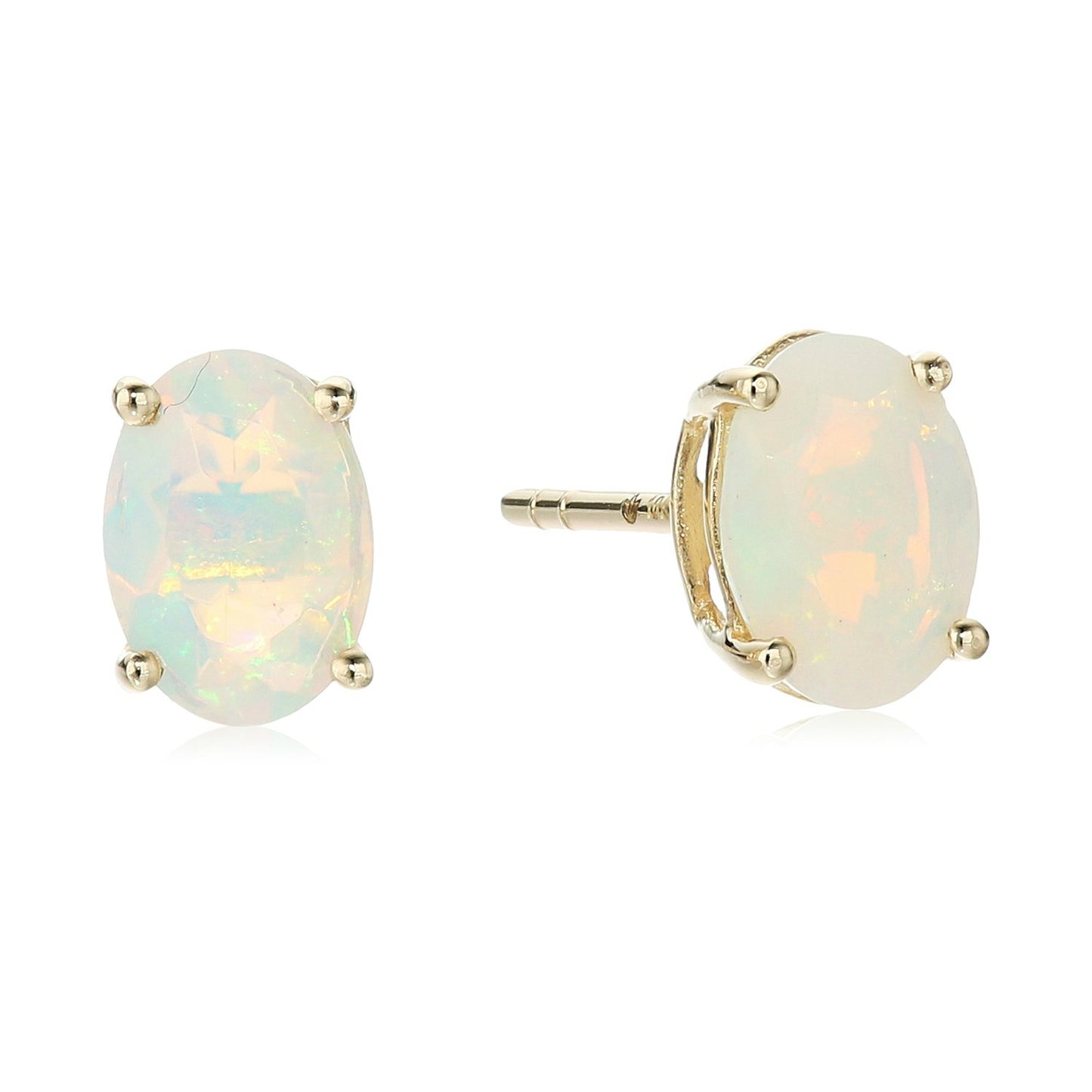 10K Rose Gold Classic Solitaire Stud Earrings, Oval Shape, 7x5mm in Genuine Multi Gemstone Option, Friction Back