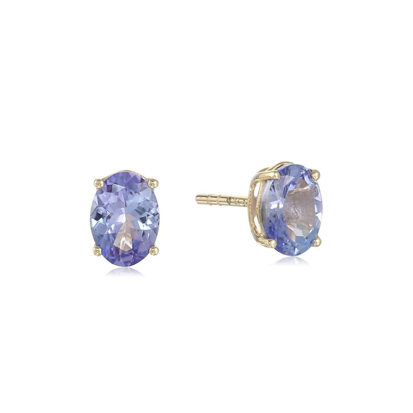 10K Rose Gold Classic Solitaire Stud Earrings, Oval Shape, 7x5mm in Genuine Multi Gemstone Option, Friction Back