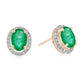 10k Multi Gemstone Option And Diamond Princess Diana Oval Halo Stud Earring