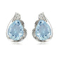 925 Sterling Silver Green Amethyst And Sky Blue Topaz Gemstone Stud Earrings