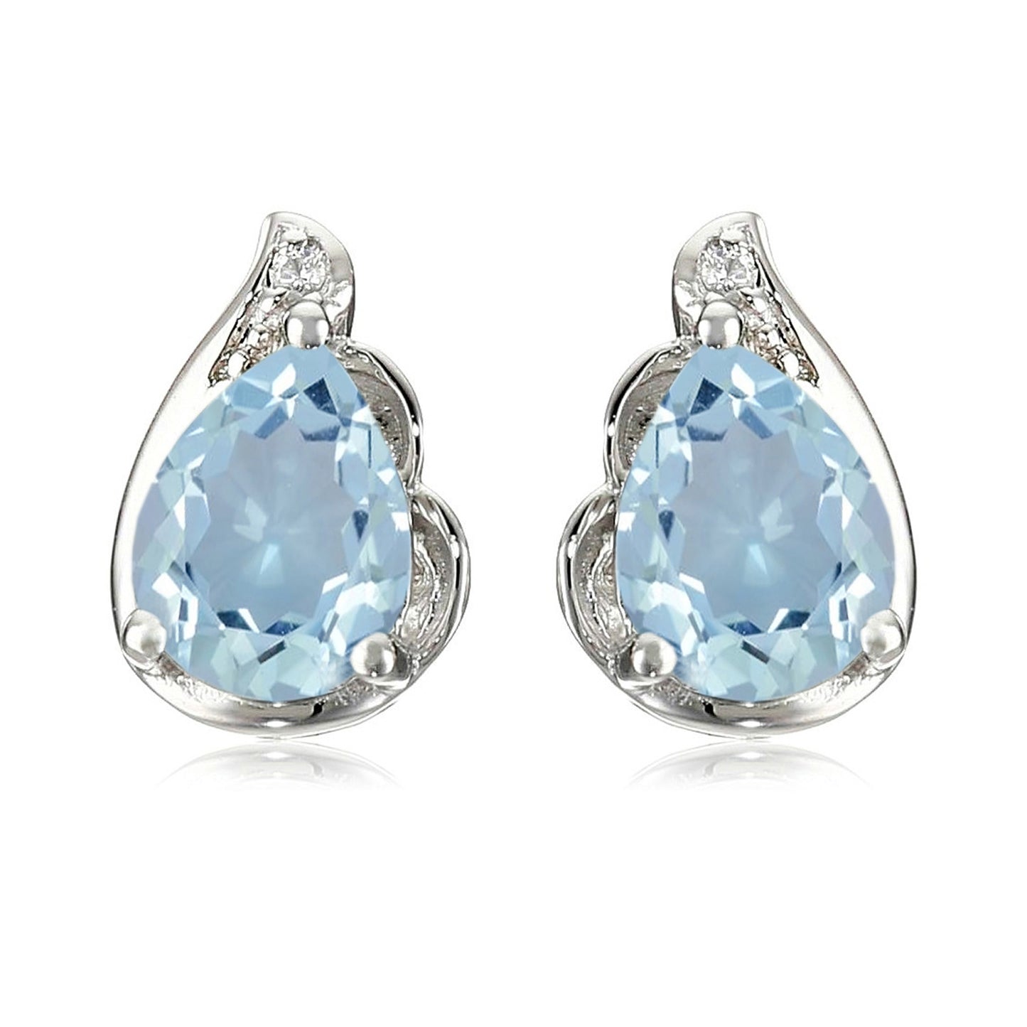 925 Sterling Silver Green Amethyst And Sky Blue Topaz Gemstone Stud Earrings