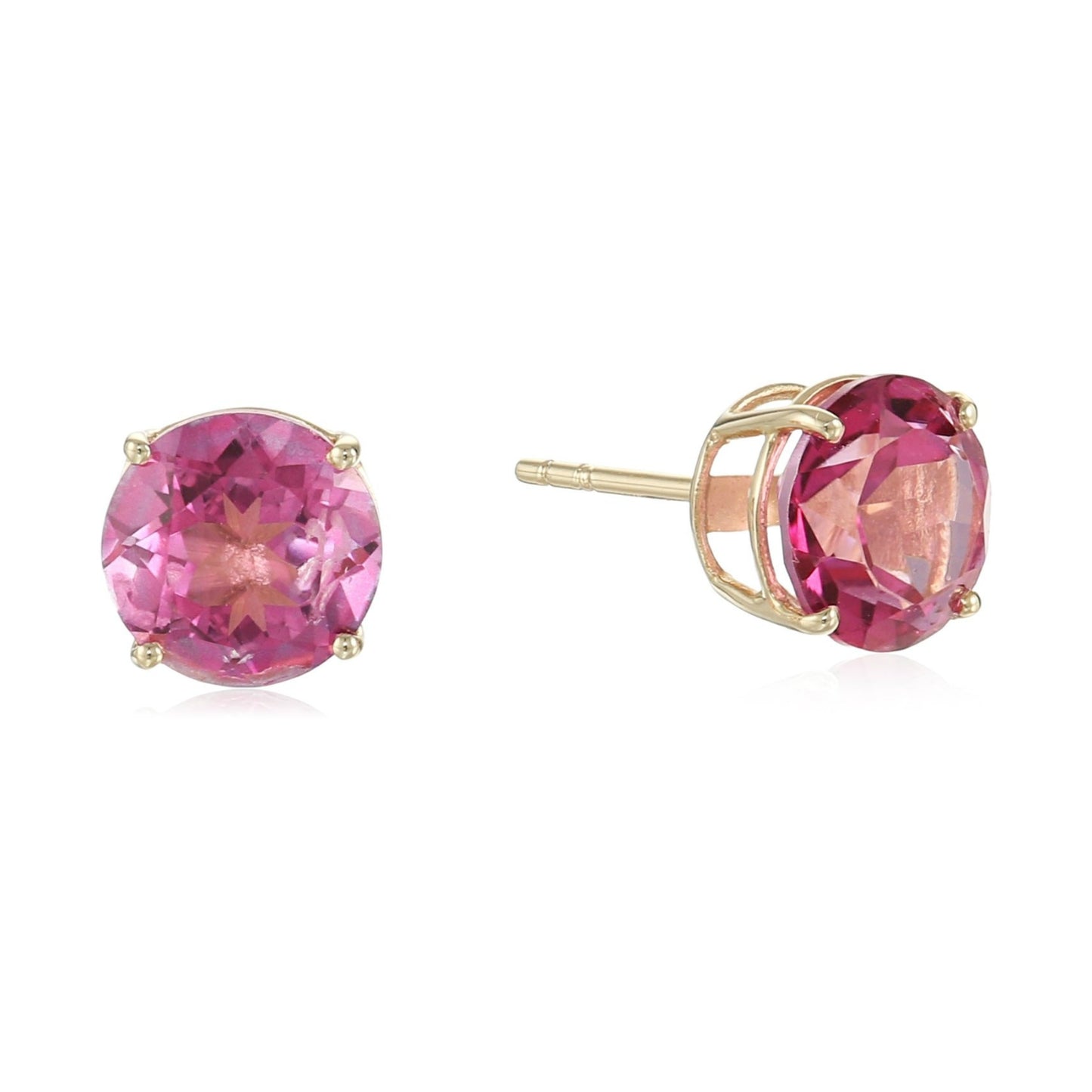 10k Yellow Gold Multi Gemstone Option 8mm Round Stud Earrings