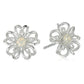 Pinctore Sterling Silver Black Spinel Gemstone Flower Stud Earrings