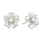 Pinctore Sterling Silver Black Spinel Gemstone Flower Stud Earrings