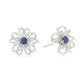 Pinctore Sterling Silver Black Spinel Gemstone Flower Stud Earrings