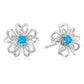 Pinctore Sterling Silver Black Spinel Gemstone Flower Stud Earrings