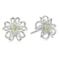 Pinctore Sterling Silver Black Spinel Gemstone Flower Stud Earrings