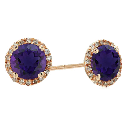 10k Gold Multi Gemstone Option And Diamond Classic Princess Di Halo Stud Earrings (1/10cttw, H-I Color, I1-I2 Clarity)