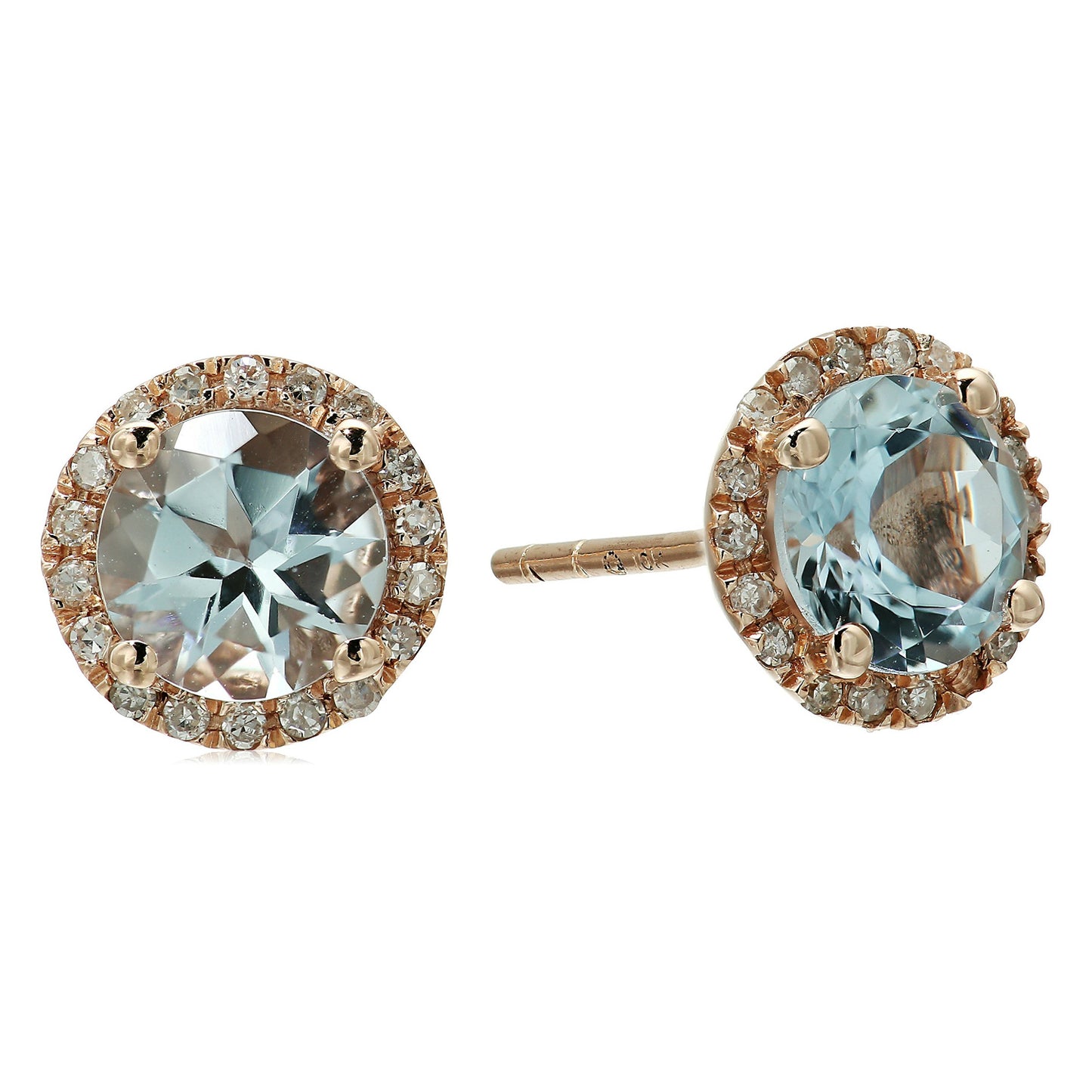 10k Gold Multi Gemstone Option And Diamond Classic Princess Di Halo Stud Earrings (1/10cttw, H-I Color, I1-I2 Clarity)