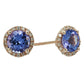 10k Gold Multi Gemstone Option And Diamond Classic Princess Di Halo Stud Earrings (1/10cttw, H-I Color, I1-I2 Clarity)