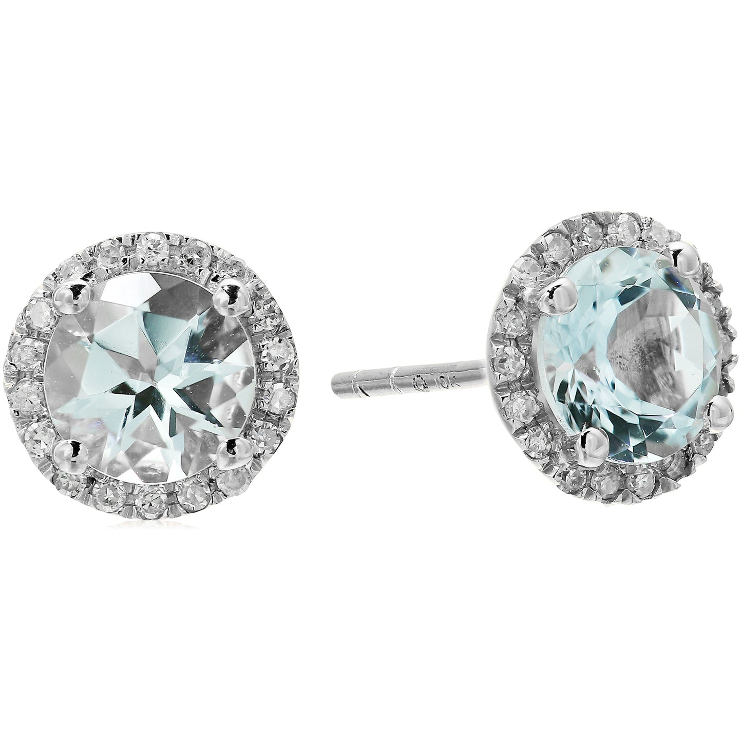 10k Gold Multi Gemstone Option And Diamond Classic Princess Di Halo Stud Earrings (1/10cttw, H-I Color, I1-I2 Clarity)