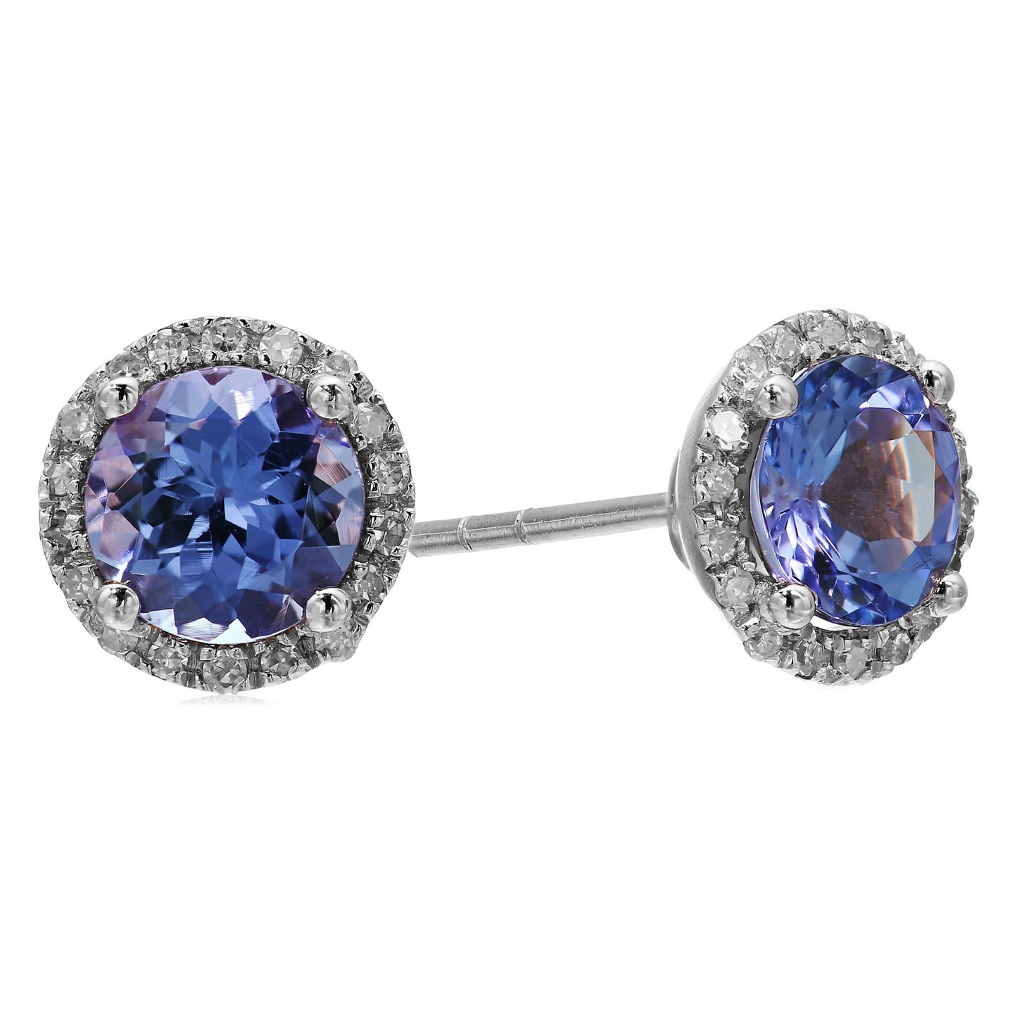 10k Gold Multi Gemstone Option And Diamond Classic Princess Di Halo Stud Earrings (1/10cttw, H-I Color, I1-I2 Clarity)