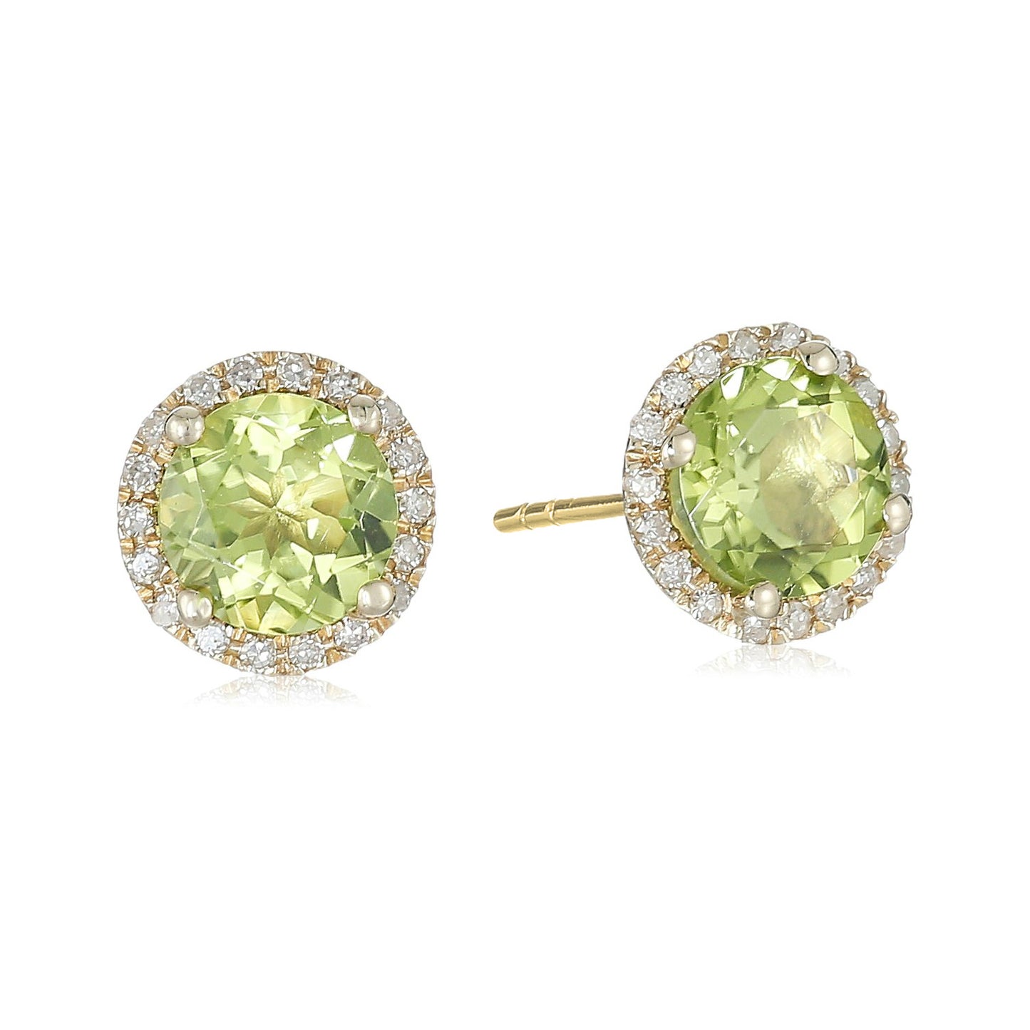 10k Gold Multi Gemstone Option And Diamond Classic Princess Di Halo Stud Earrings (1/10cttw, H-I Color, I1-I2 Clarity)