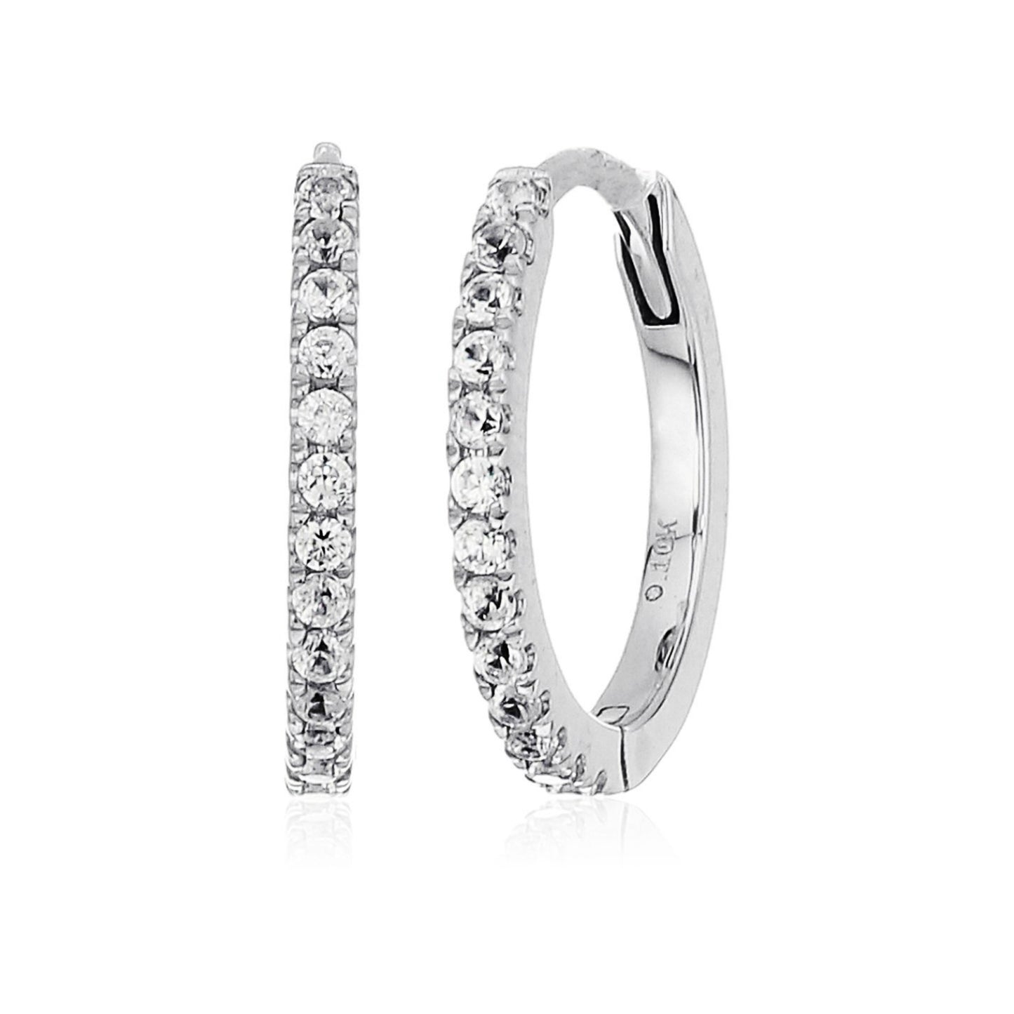 10k Gold White Zircon Small Hoop Earrings