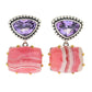 925 Sterling Silver Pink Amethyst, White Buffalo Gemstone Dangle &amp; Drop Earrings