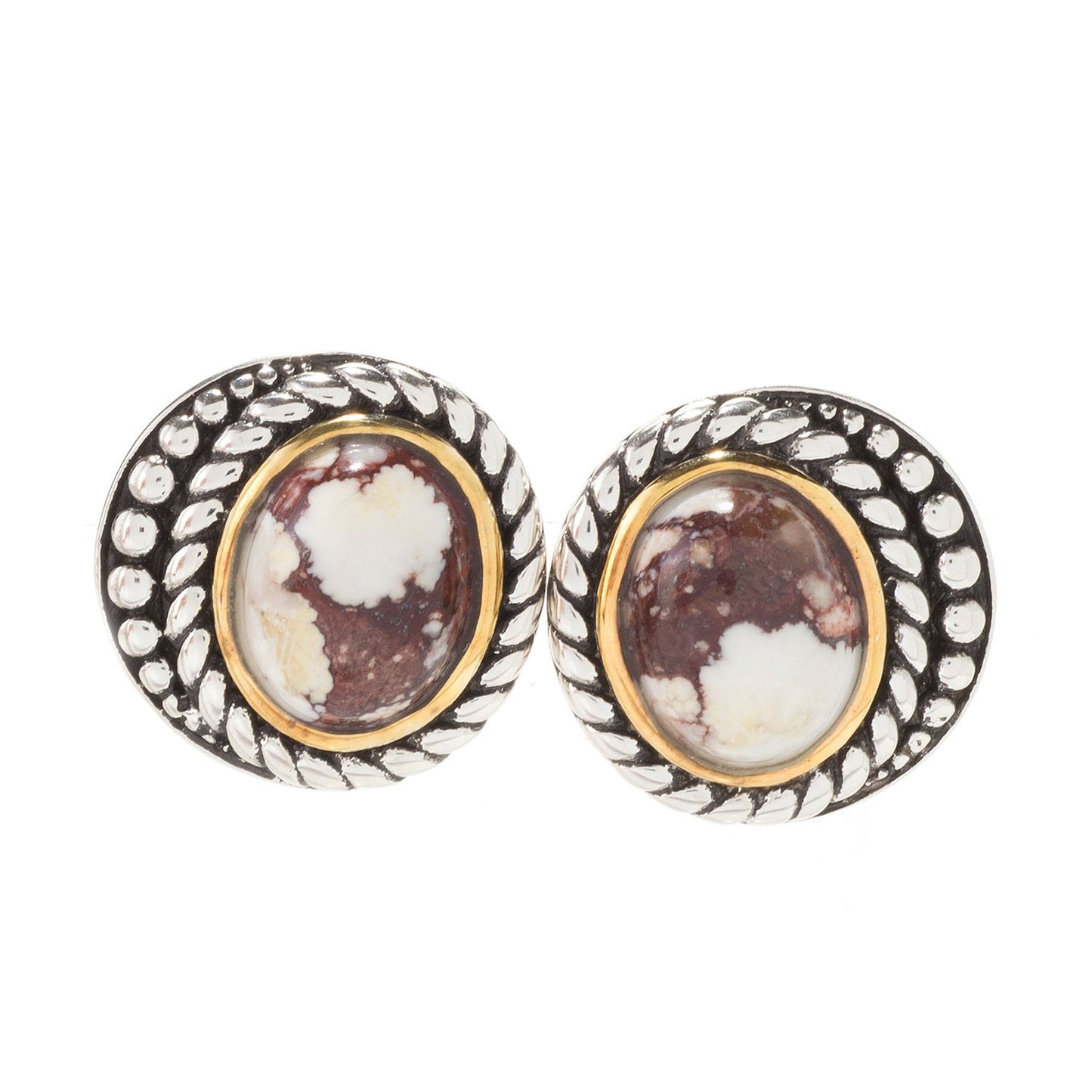 925 Sterling Silver White Buffalo Gemstone Stud Earrings