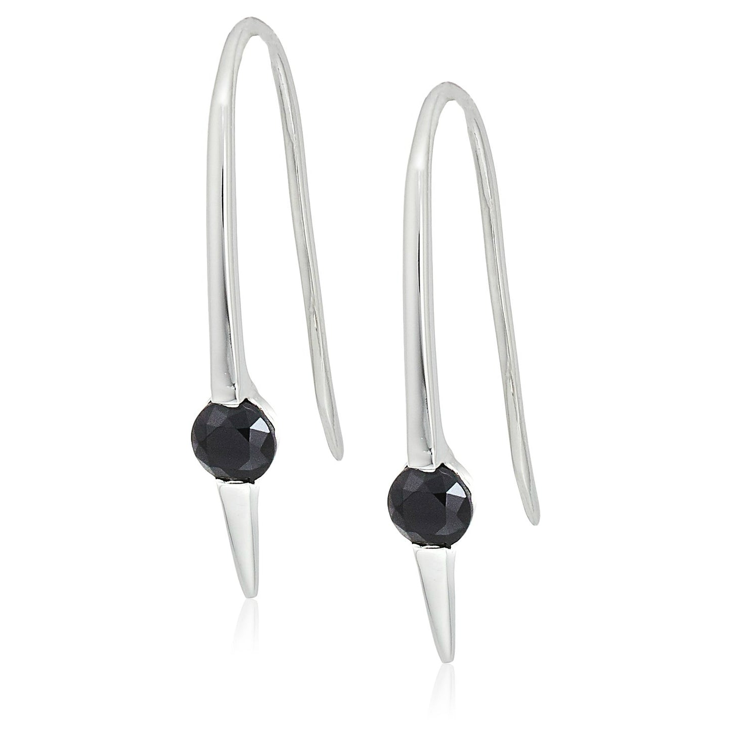 Pinctore Sterling Silver Black Spinel Wire Drop Earrings