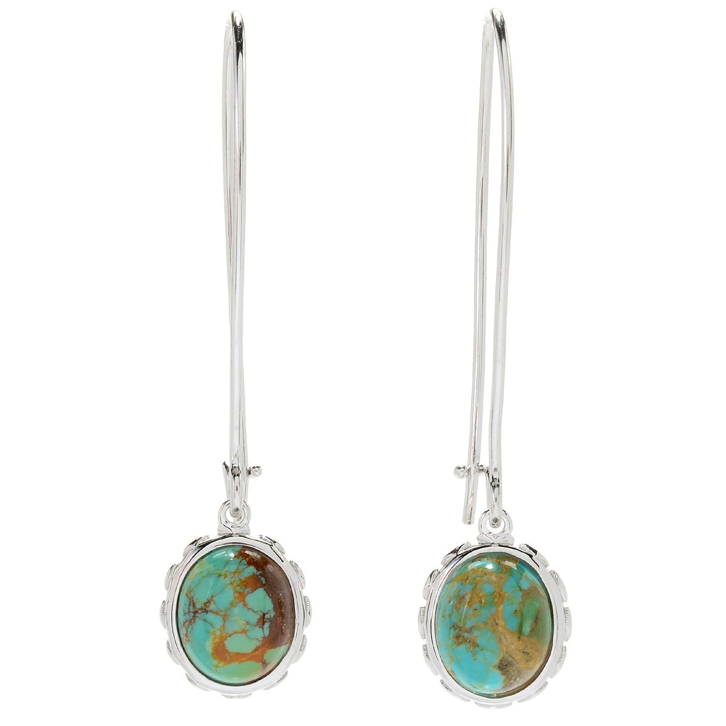 925 Sterling Silver Campitos Turquoise Dangle Earrings