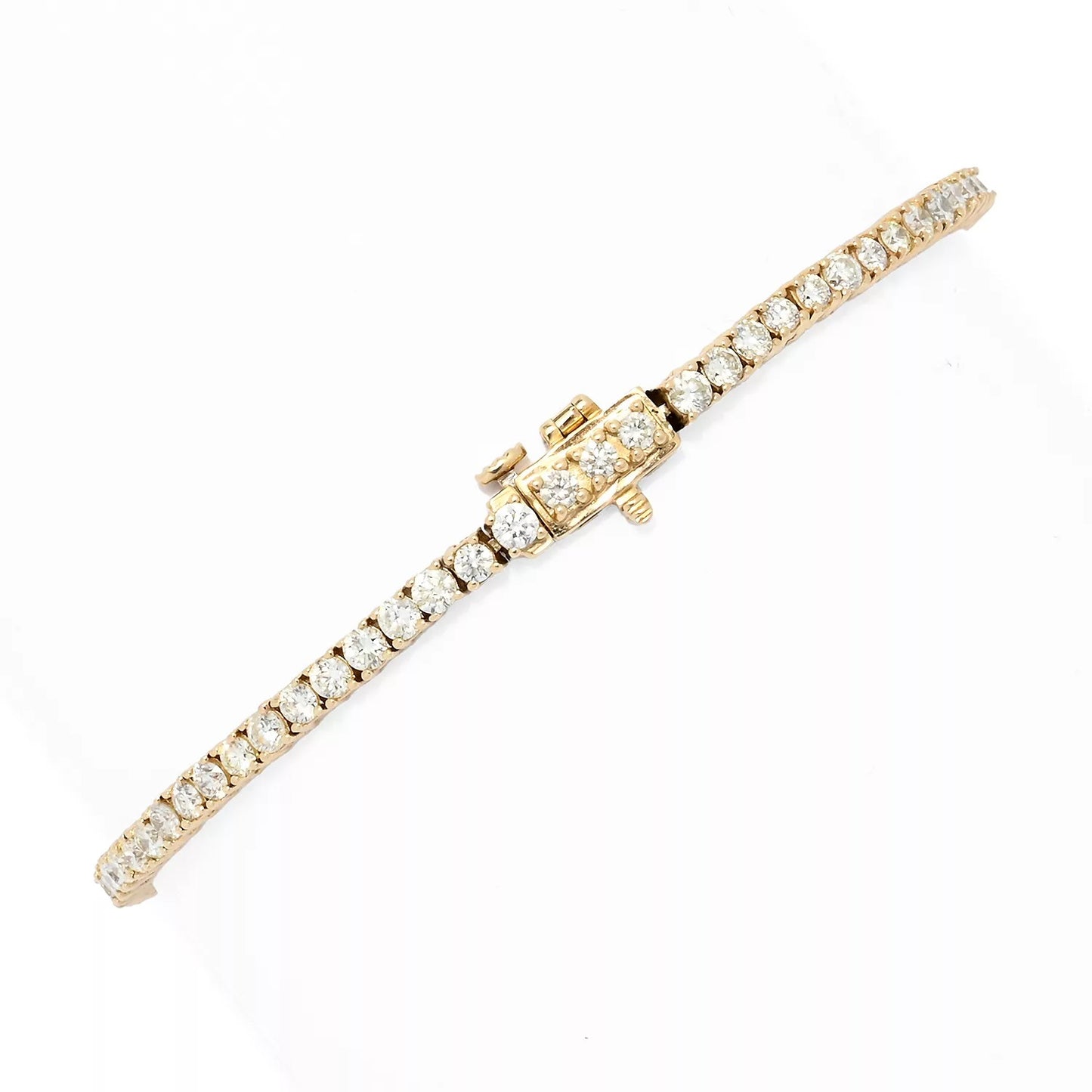 14K Gold Polished 3.01ctw Diamond Tennis Bracelet, 8.7 grams