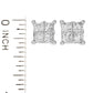 14K White Gold Princess Cut Diamond Stud Earrings, 2.00ctw, 2.4 grams