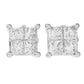 14K White Gold Princess Cut Diamond Stud Earrings, 2.00ctw, 2.4 grams