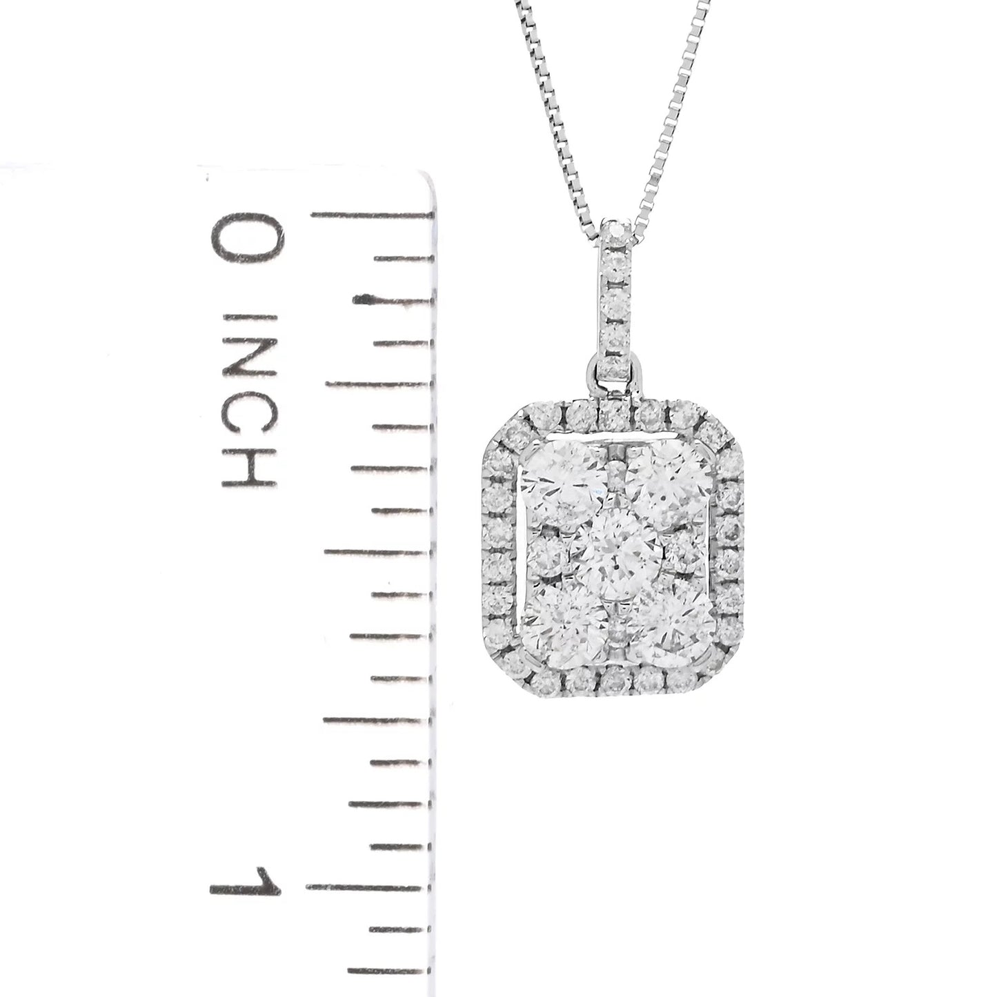 14K White Gold 0.90ctw Diamond Pendant and Chain, 2.3 grams