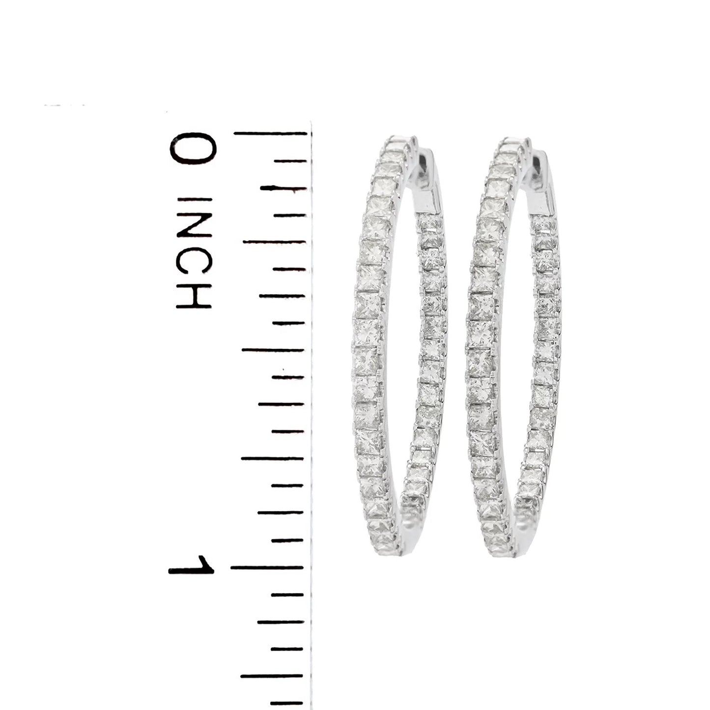 14K White Gold 1.97ctw Diamond Inside-Out Hoop Earrings, 1